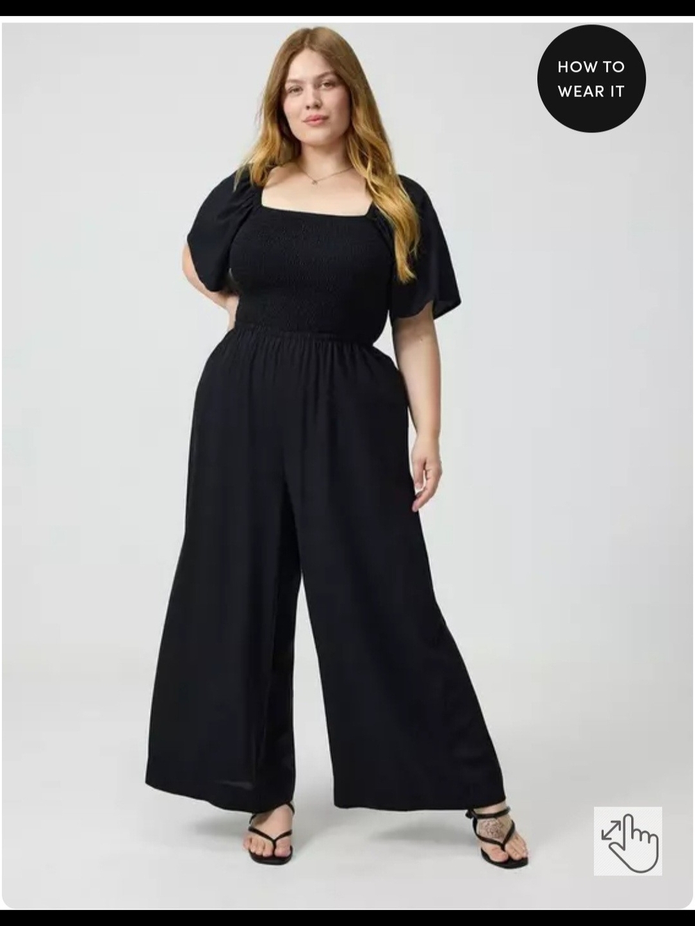 EUC Black Wide-Leg Jumpsuit with Smocked Bodice